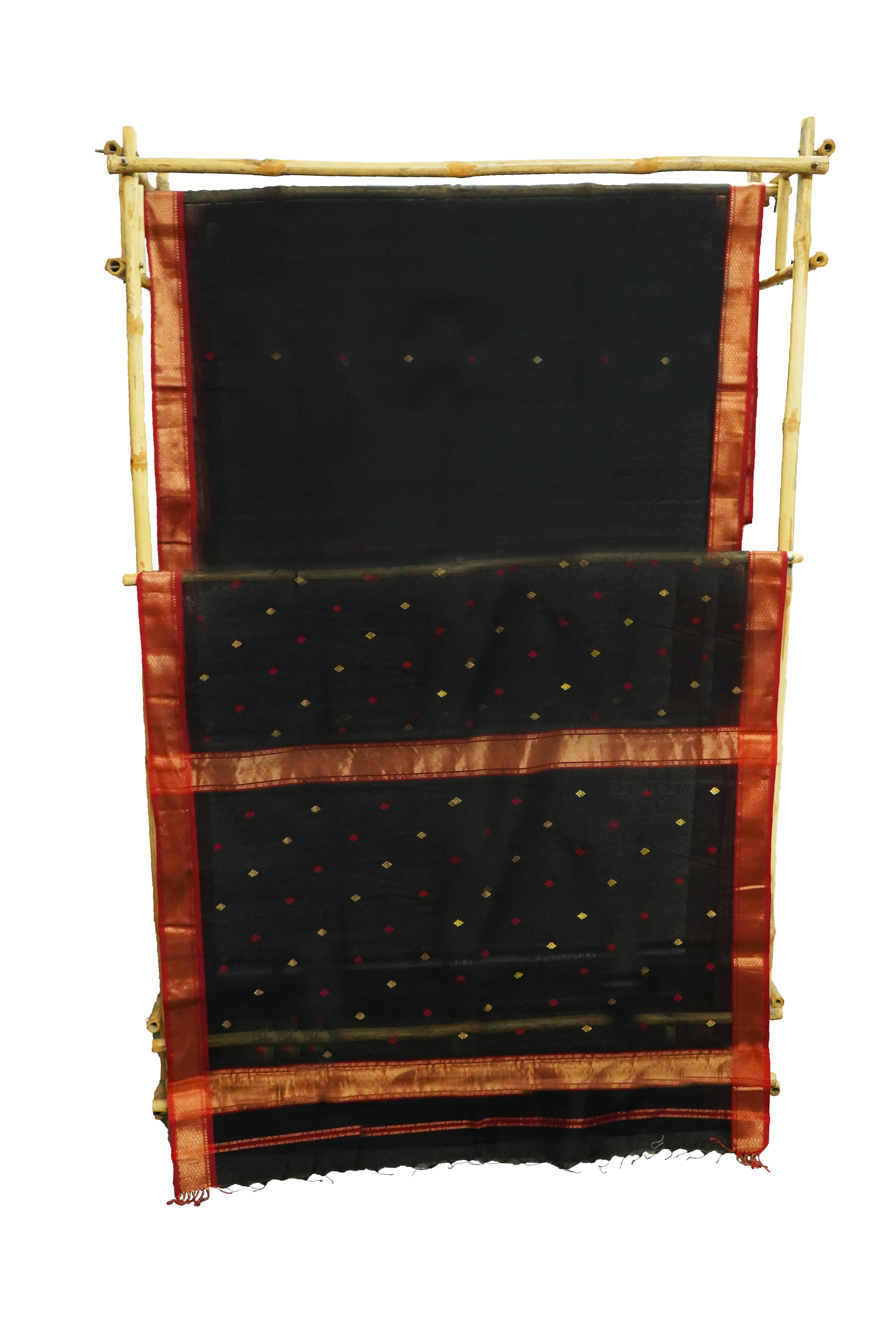 Maheshwari Cotton Silk Paan Diamond Boota Saree