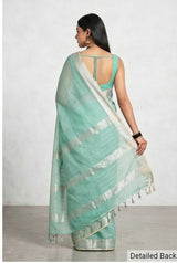 Maheshwari Cotton Silk Silver Border Saree