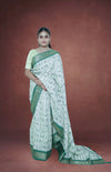 Bamboo Silk Saree – Bheel Print ,Sea Green
