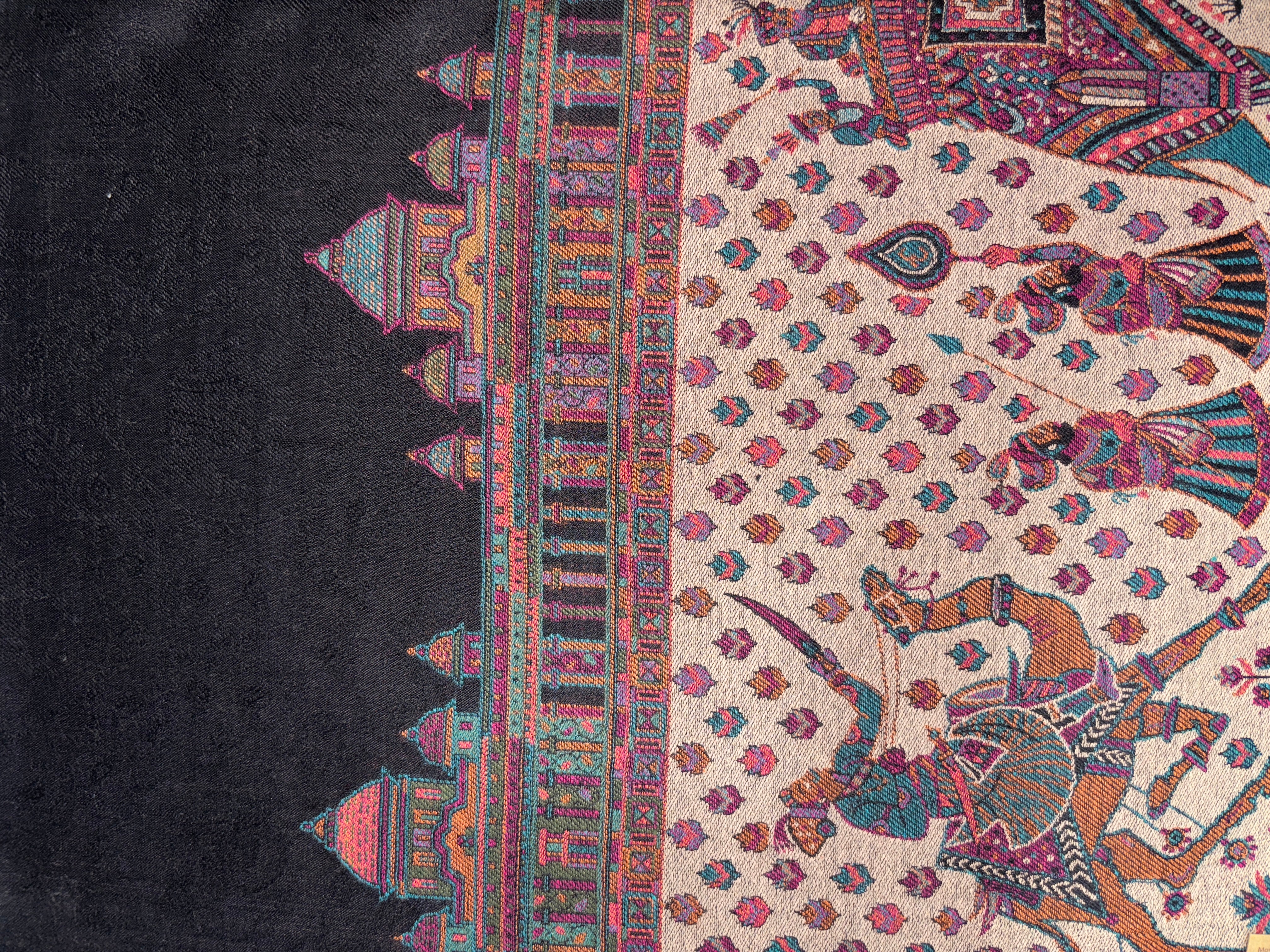 Pashmina Aari Work Border Shawl – Black