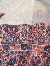 Pashmina kaani Work Shawl – White Multi Color