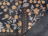 Pashmina Aari Work Silk Cotton Blend Shawl- Dark Grey