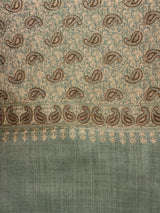 Pashmina Aari Work Gold Shawl – Golden Olive Green