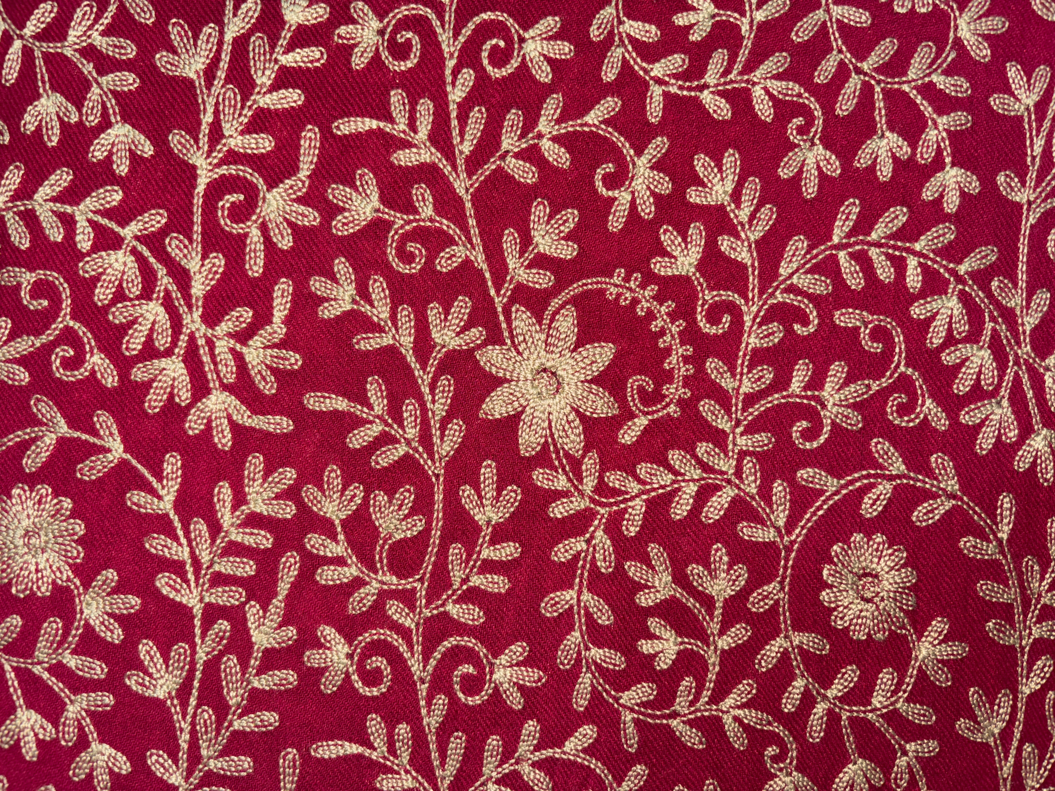 Pashmina Aari Work Shawl – Magenta