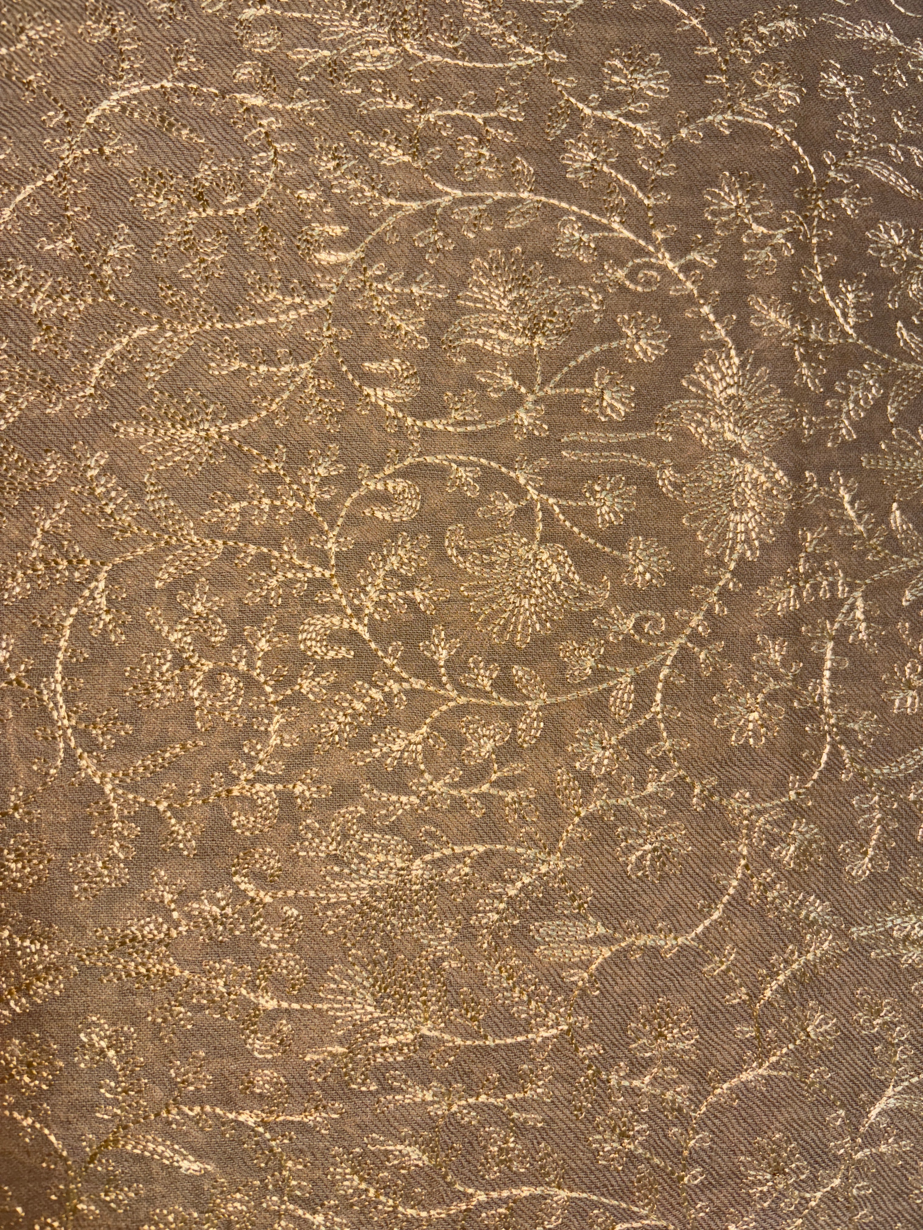 Pashmina Aari Work Shawl- Dull Brown