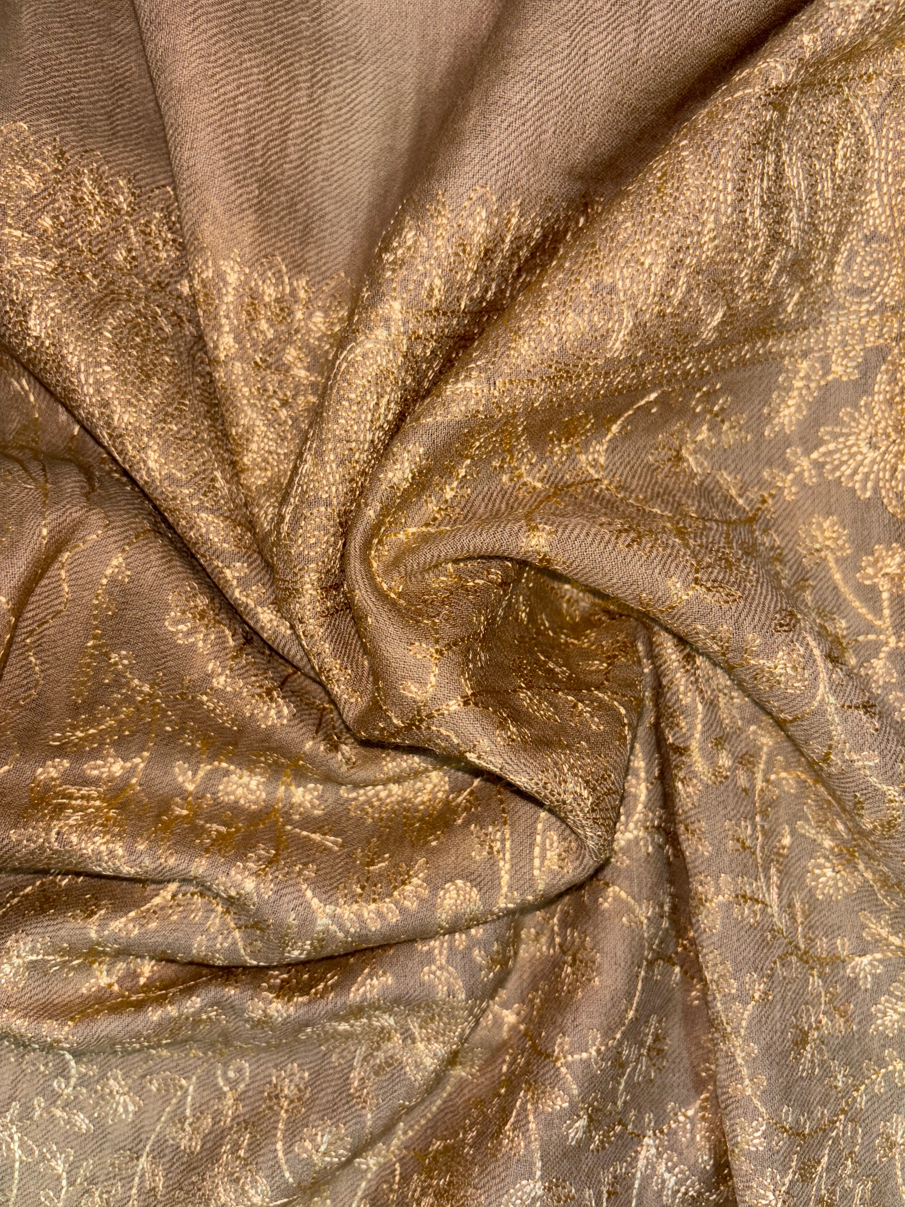 Pashmina Aari Work Shawl- Dull Brown