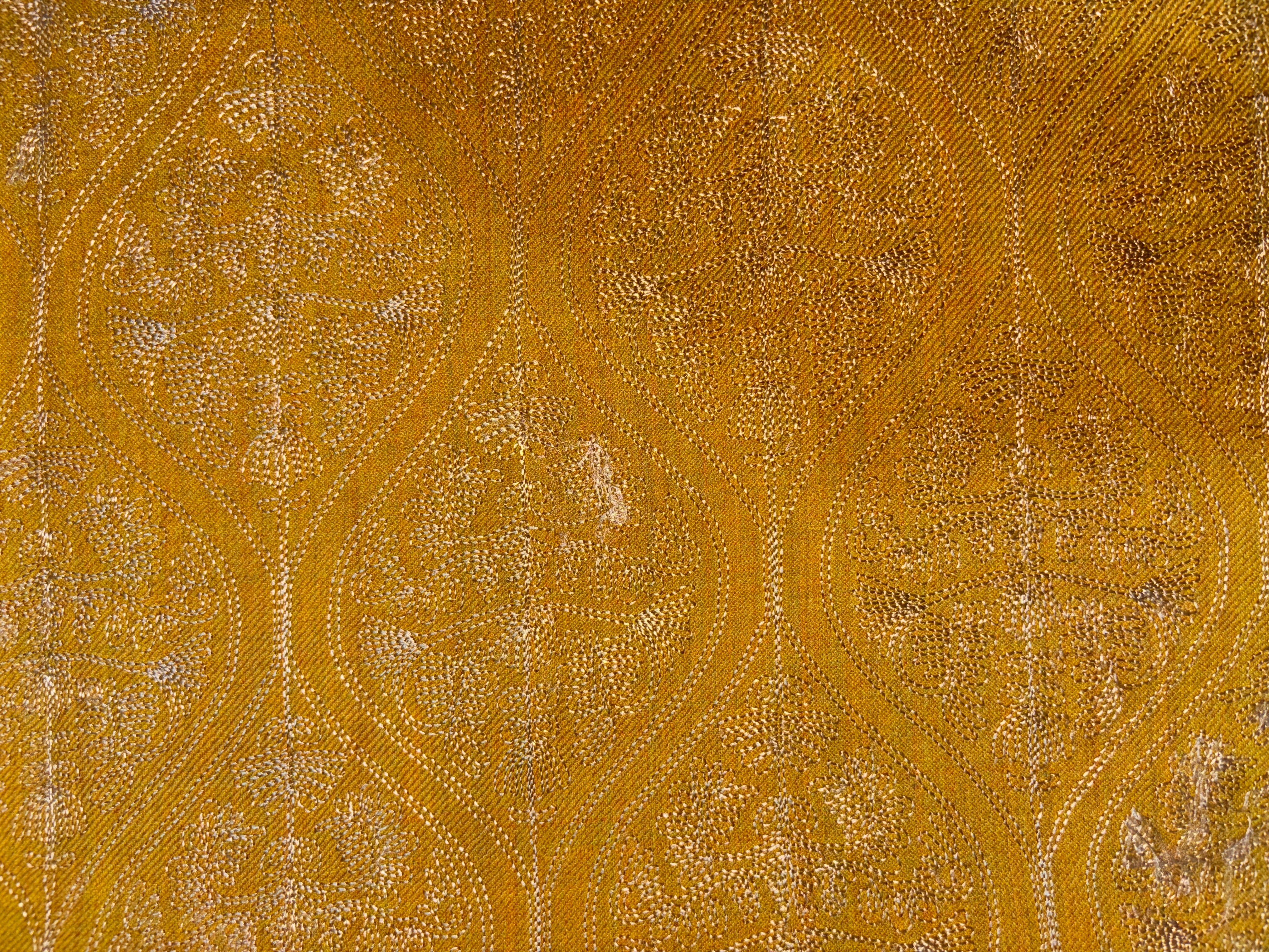 Premium Pashmina Aari Work Shawl - Mustard Brown