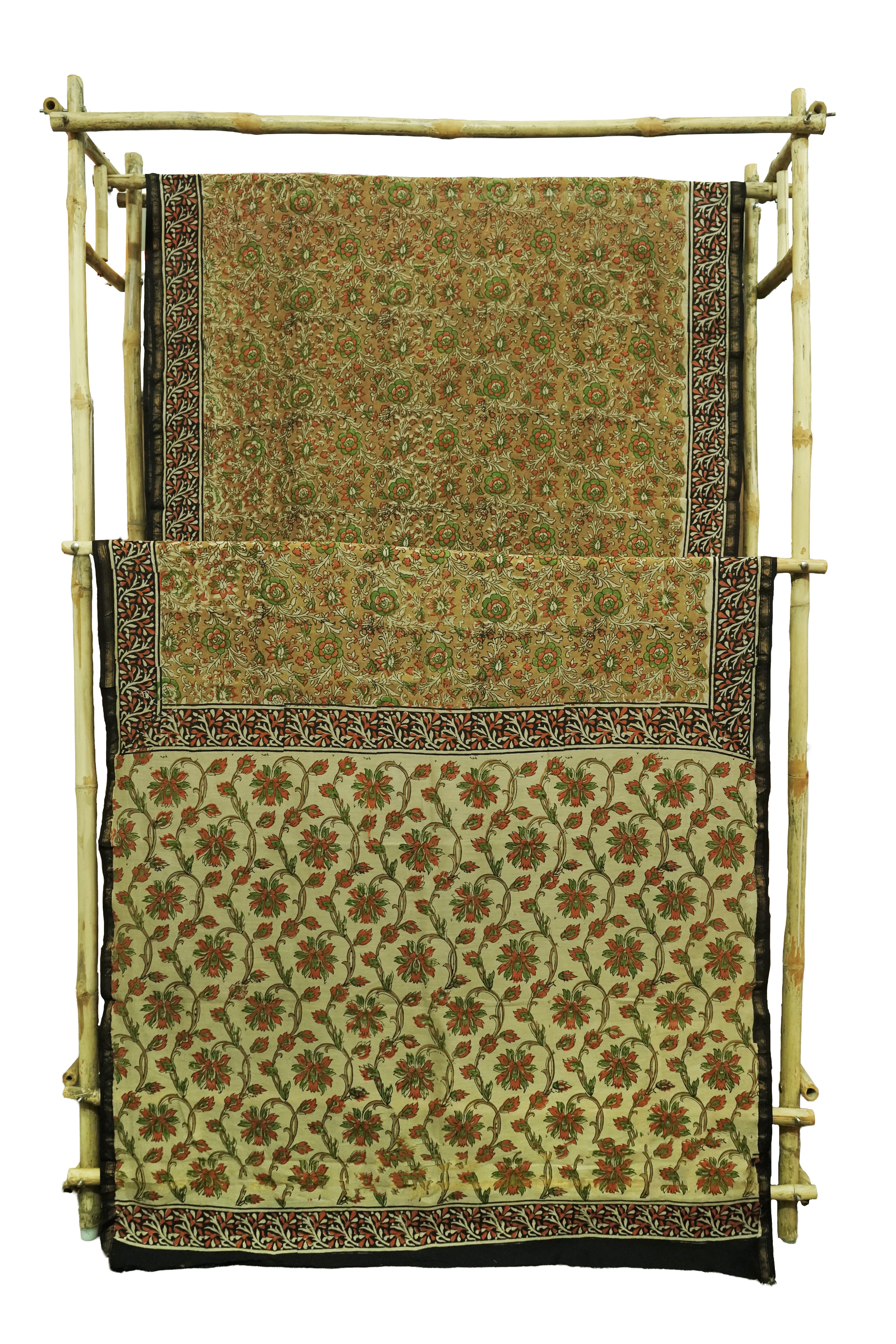 Elegant Mustard Beige Chanderi Cotton Silk Saree with Kalamkari Print