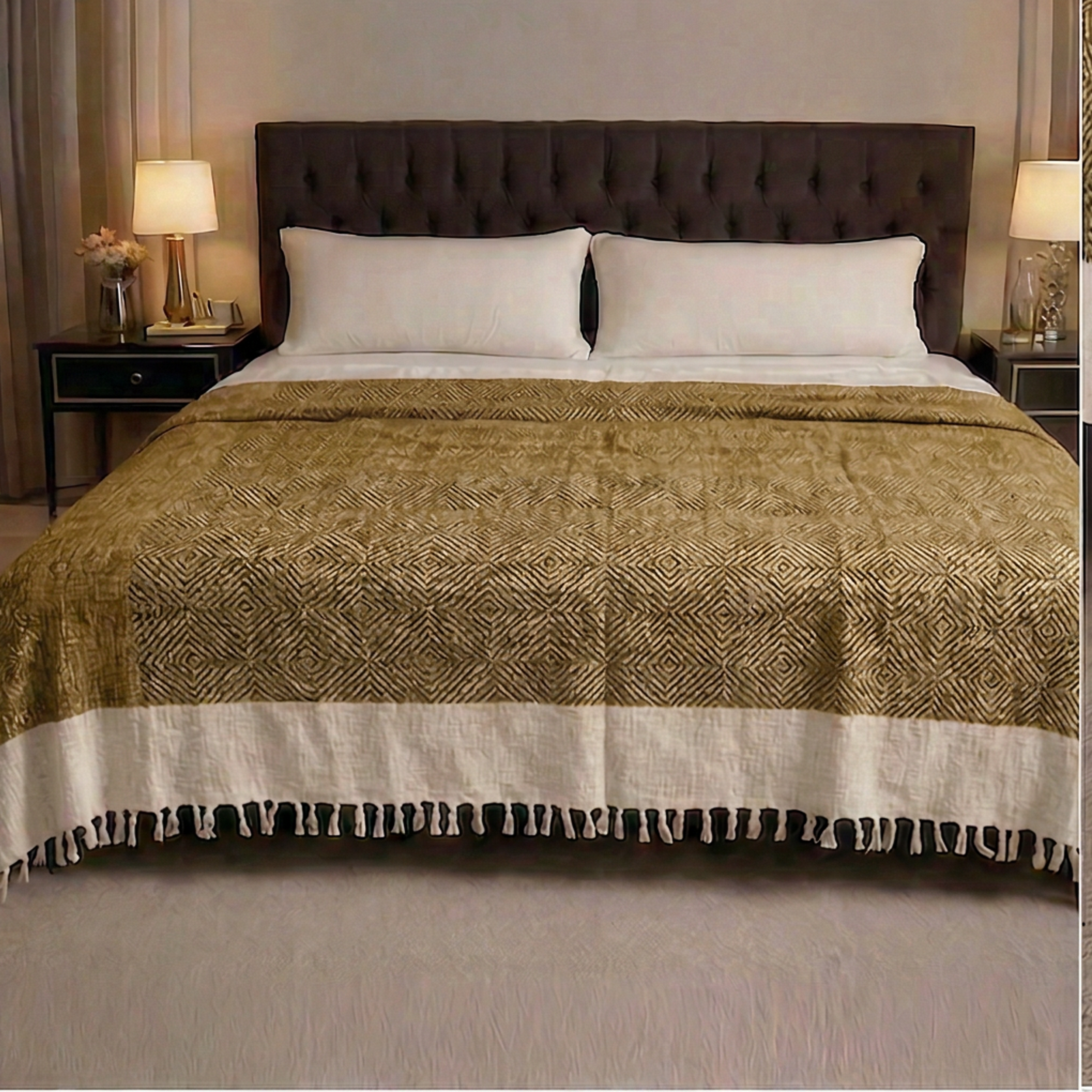 Kachcha Suti Pure Cotton Handwoven King Size Bed Cover
