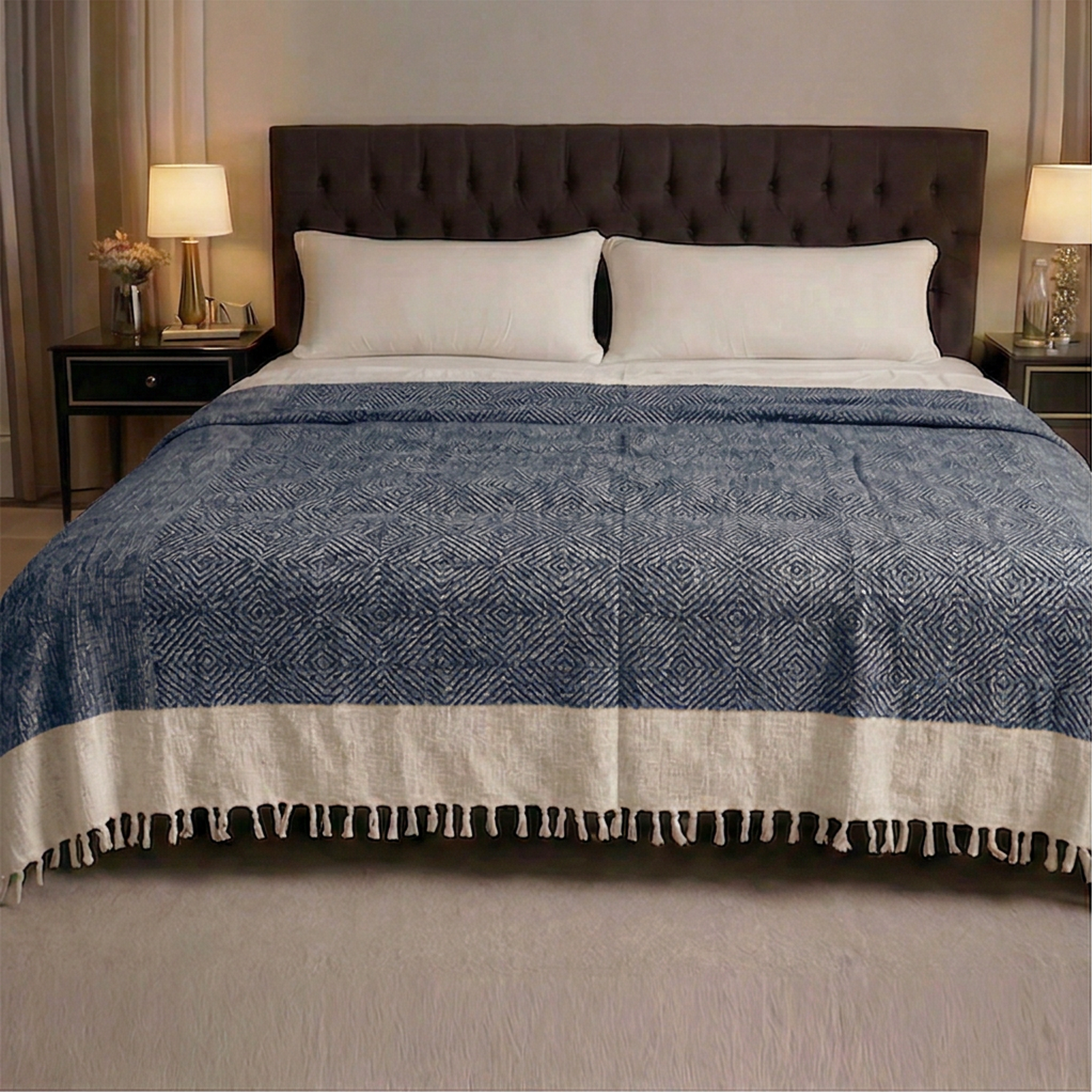 Kachcha Suti Pure Cotton Handwoven King Size Bed Cover