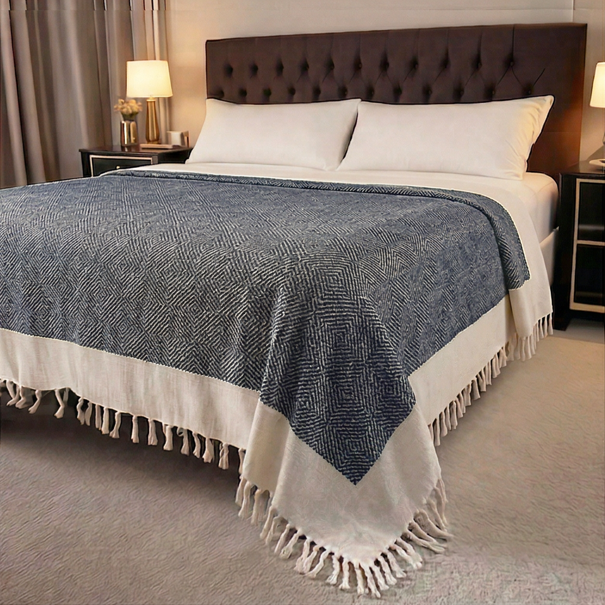 Kachcha Suti Pure Cotton Handwoven King Size Bed Cover