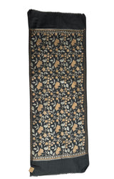 Pashmina Aari Work Silk Cotton Blend Shawl- Dark Grey