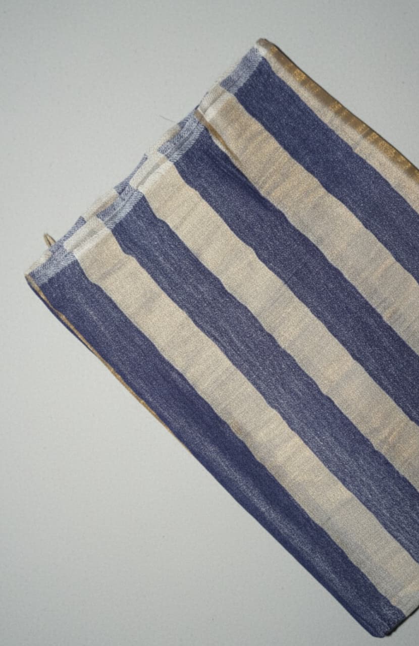 Pashmina Pure Wool Shawl – Dark Beige & Prussian Blue Blend