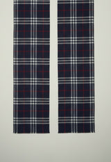 PashminaPure Wool Shawl – Navy Blue with Checks