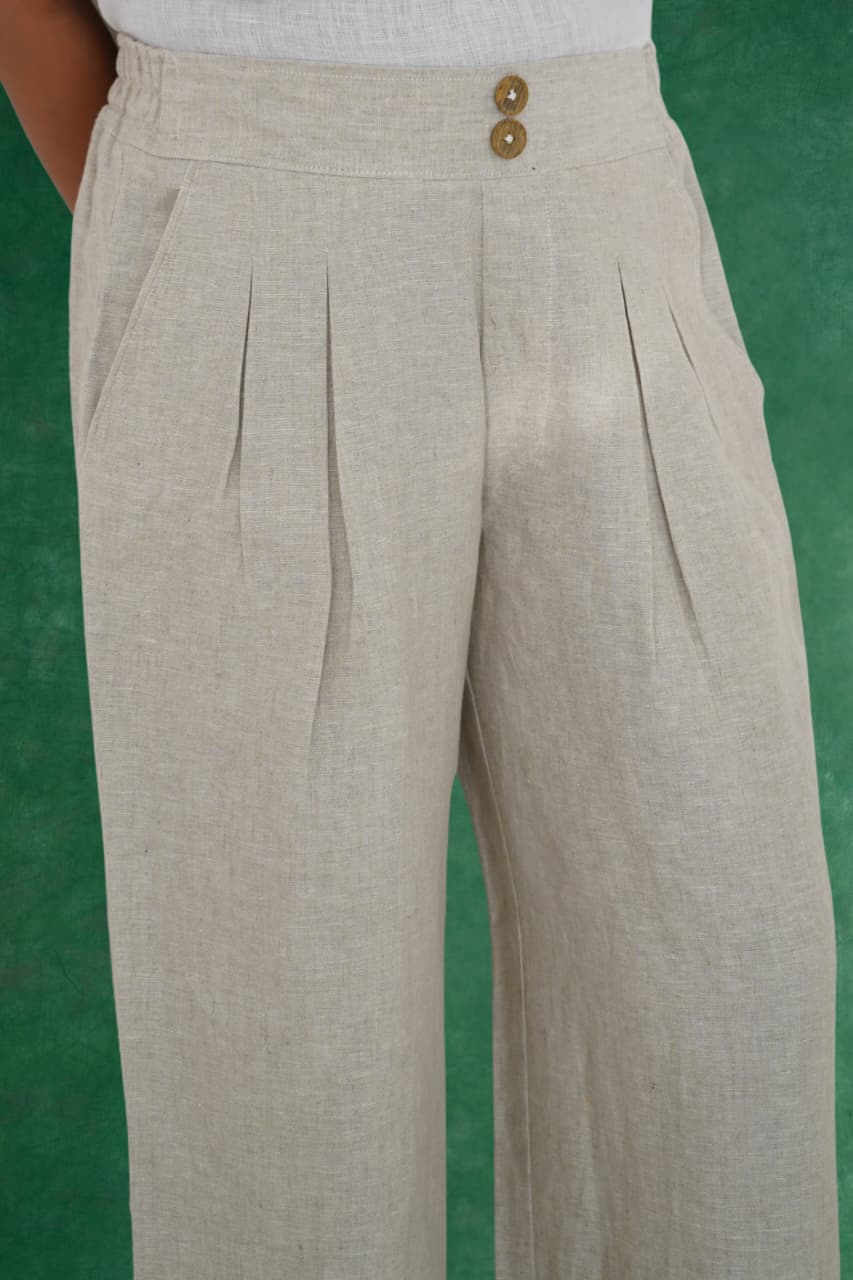 Box Pleat Style Straight Fit Trouser