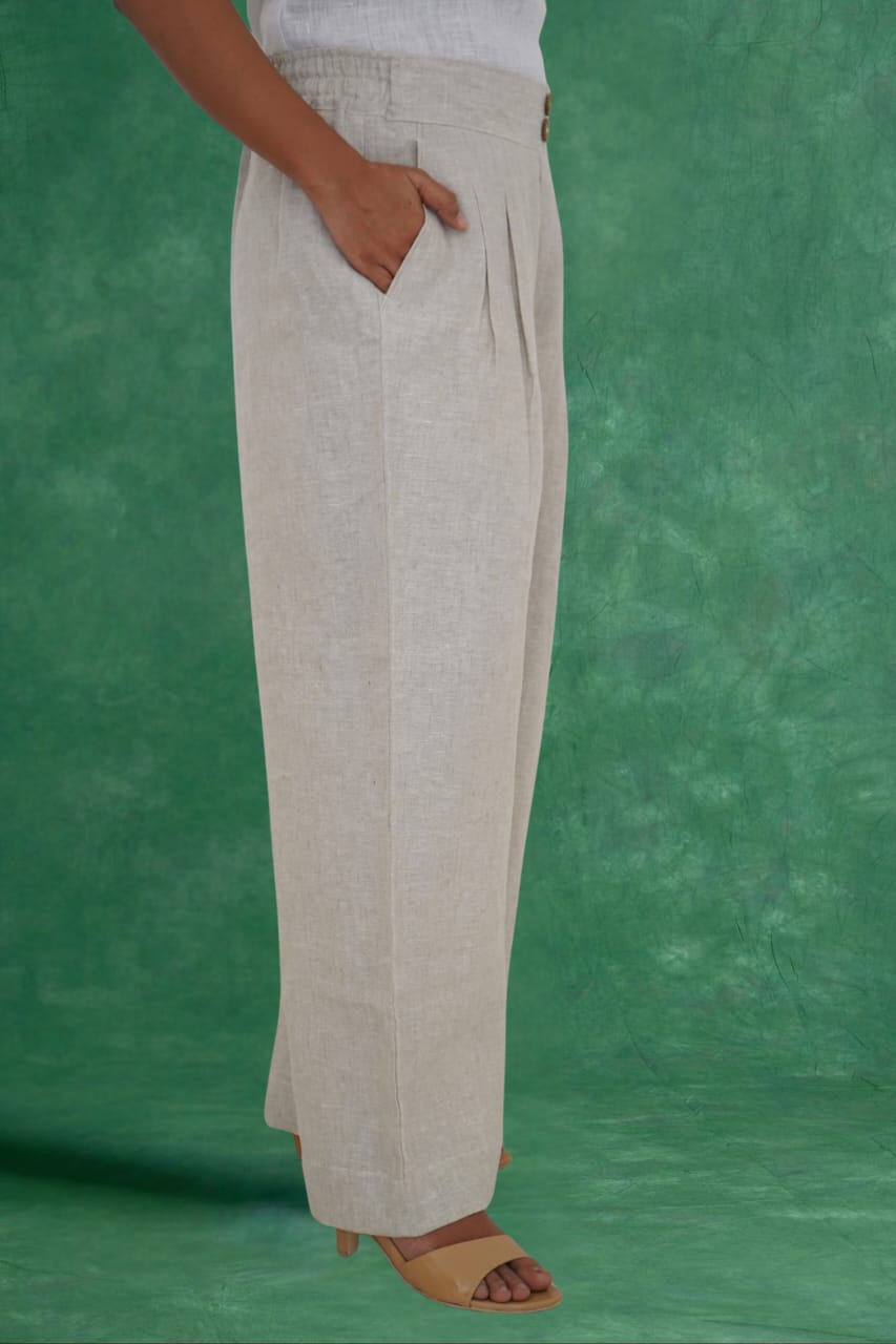 Box Pleat Style Straight Fit Trouser