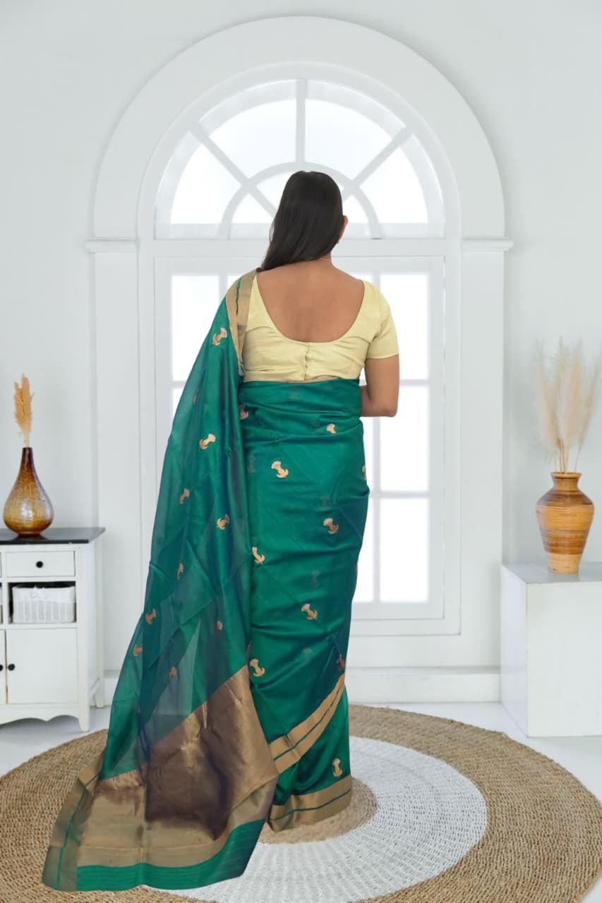 Pure Silk ChanderiSaree | Traditional Handloom Weave