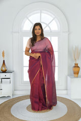 Pure Silk Chanderi Saree | Premium Shimmer Saree with Blouse Piece