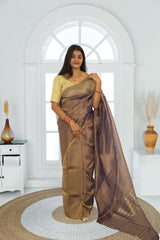 Chanderi Full Tissue Silk Saree| Premium Shimmer Saree with Blouse Piece
