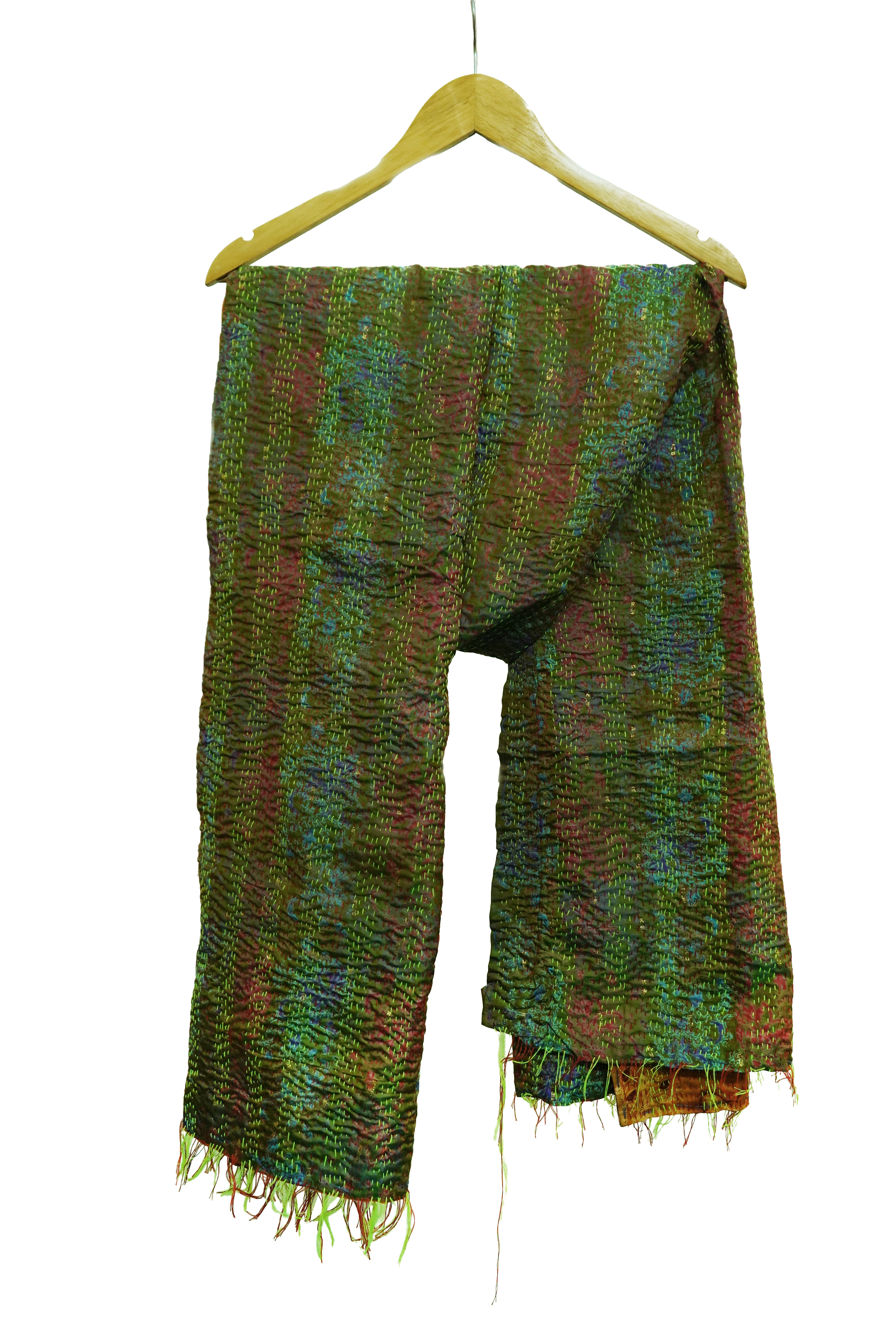 Reversible Handcrafted Kantha Work Silk Dupatta