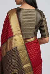 Maheshwari Cotton Silk Diamond Boota Stripe Saree