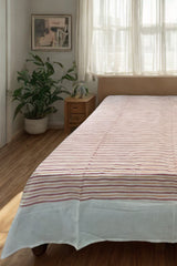 Handwoven Kachha Suti King Size Bedsheet Pure Cotton , White Color