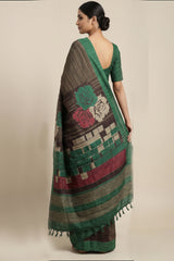 Pure Kosa Silk Saree with Hand Kantha Work