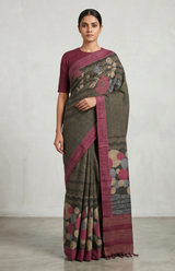 Pure Kosa Silk Saree with Hand Kantha Work