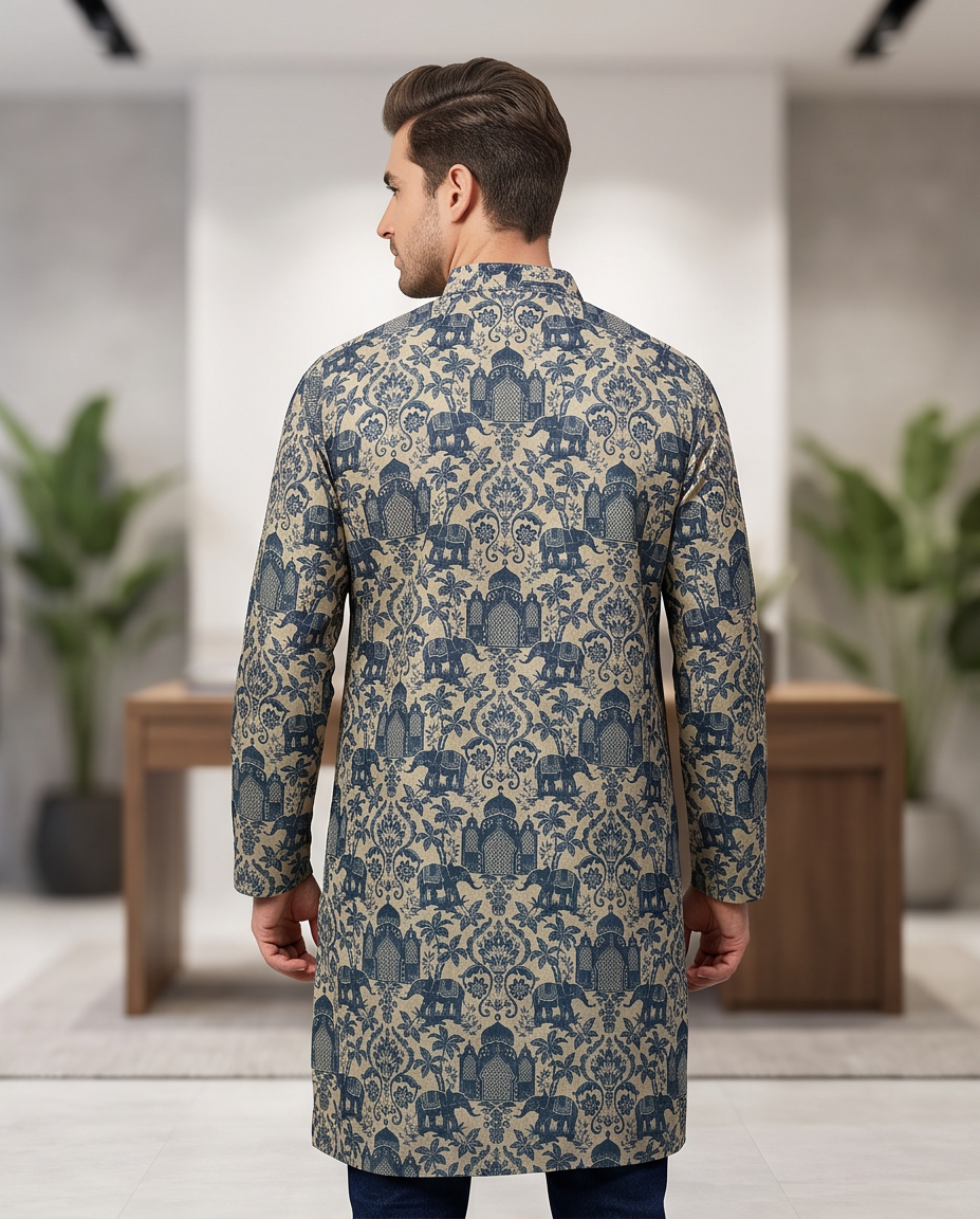 Premium Bamboo Silk Printed Kurta