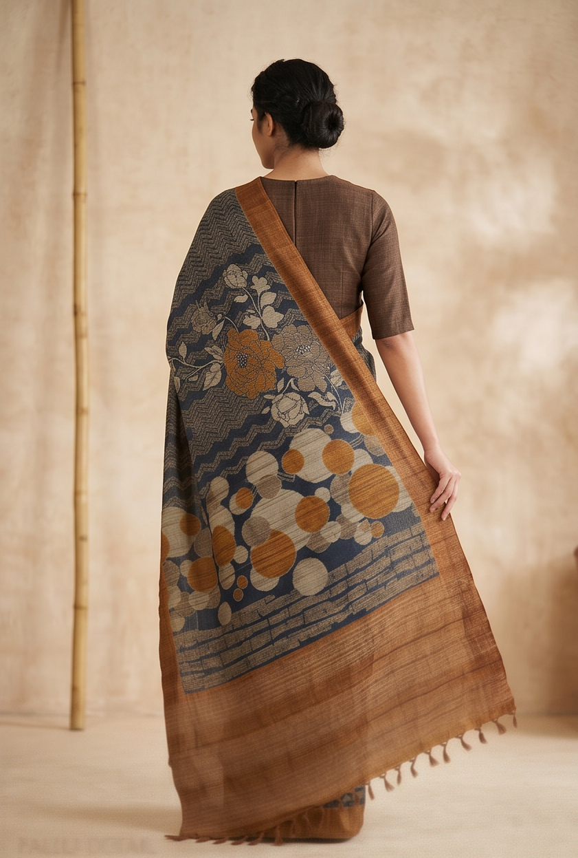 Pure Kosa Silk Saree with Hand Kantha Work