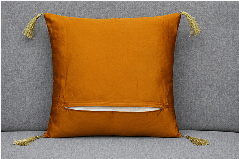 Banarasi Silk Cushion Cover with Tassels