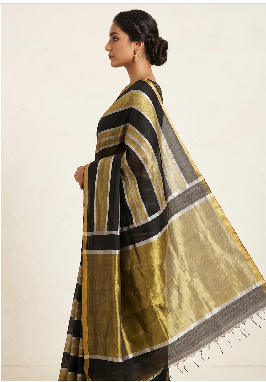 Maheshwari Cotton Silk Jari Patta Saree
