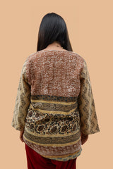 Women's Chanderi Printed Patchwork Jacket