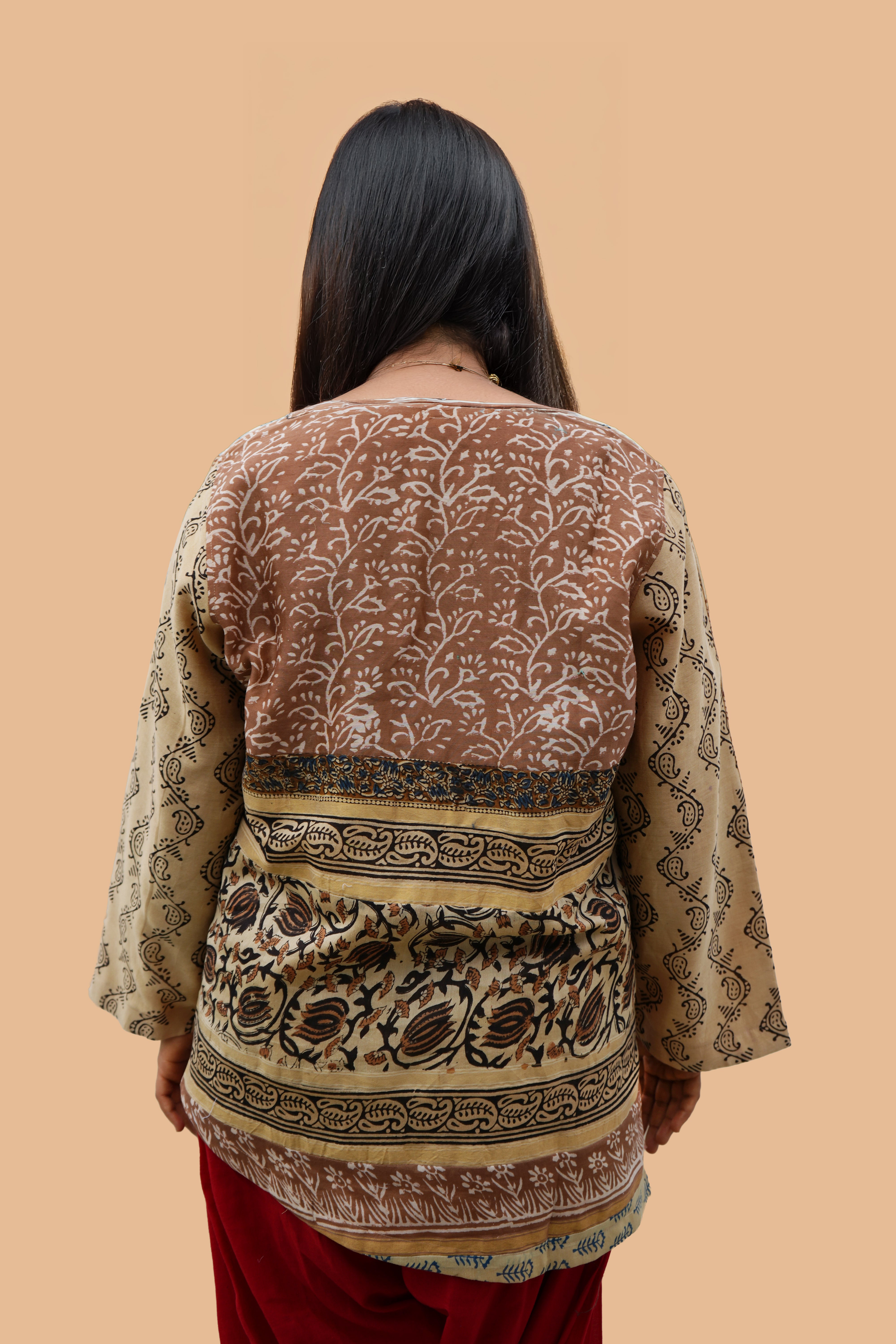 Women's Chanderi Printed Patchwork Jacket