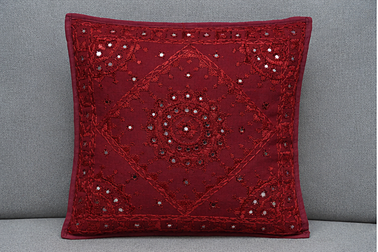 Mirror Embroidered Cushion Cover