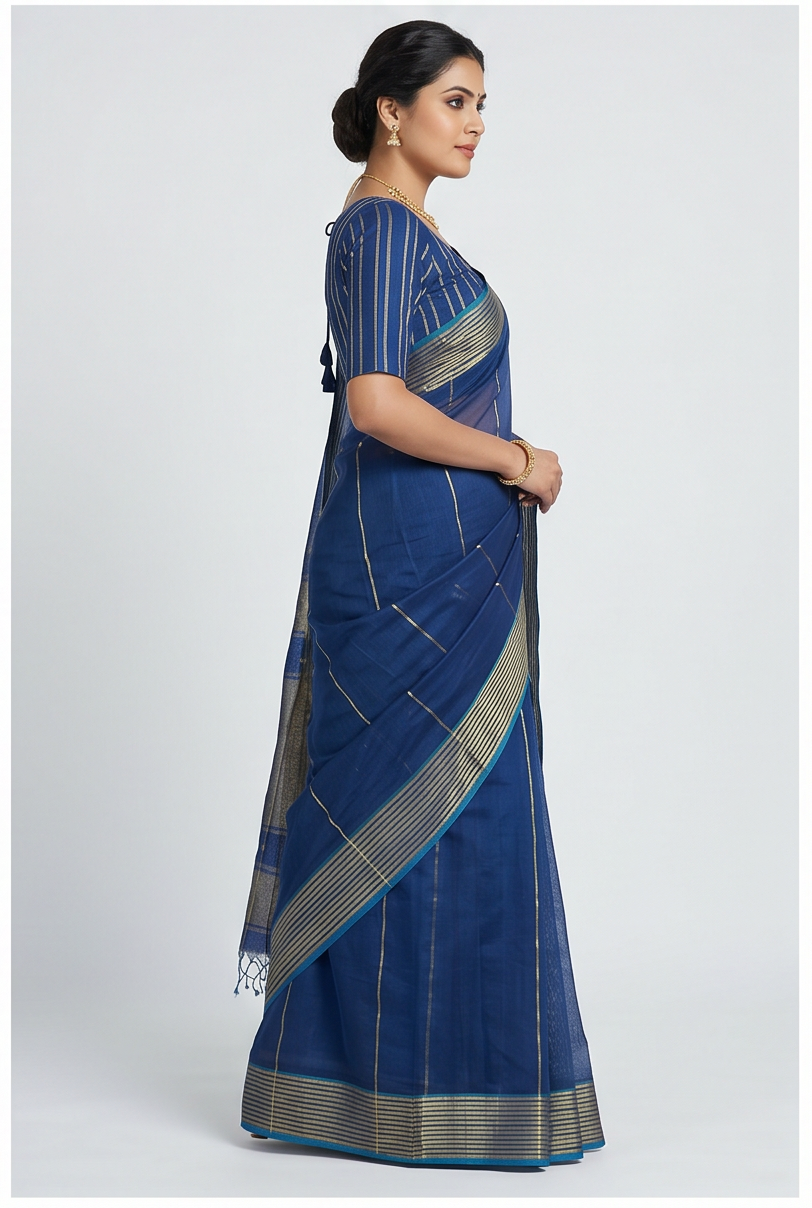 Maheshwari Cotton Silk Star Booti Saree