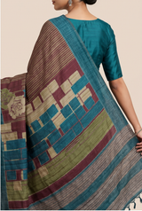 Pure Kosa Silk Saree with Hand Kantha Work