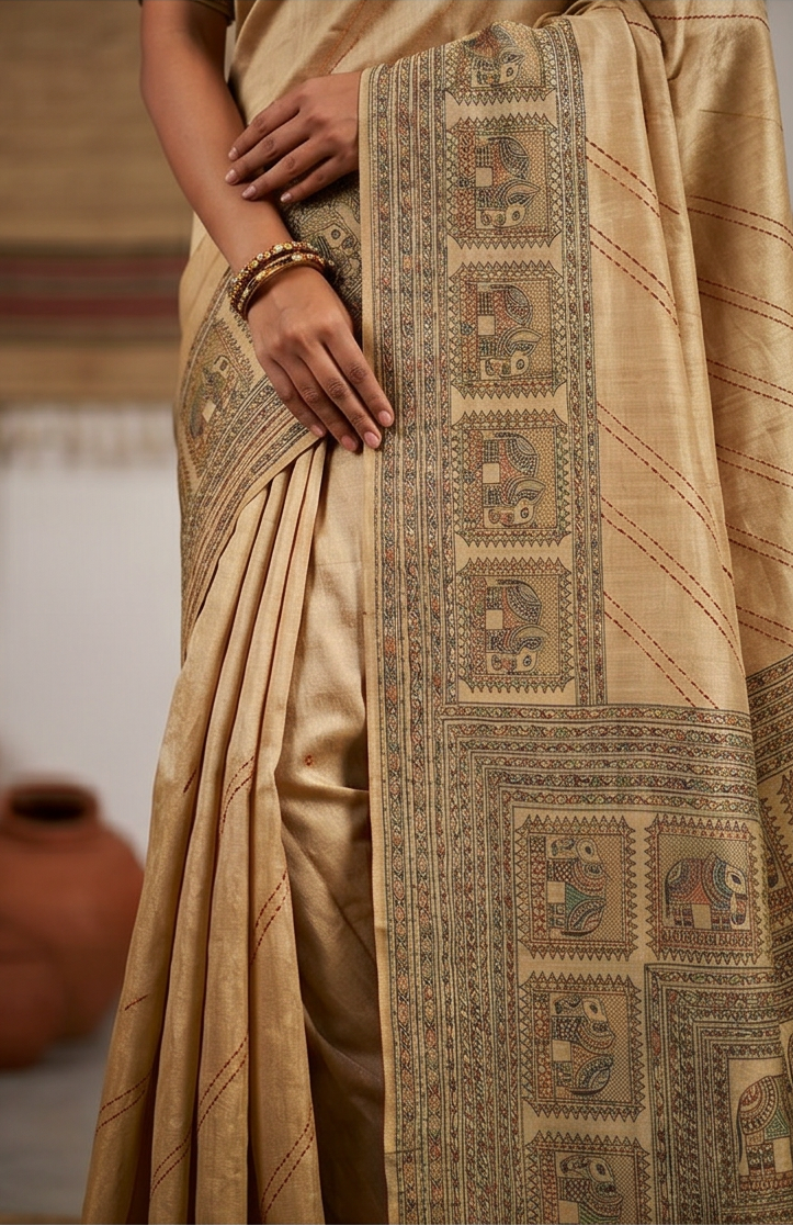 Gond Art Bamboo Silk Saree