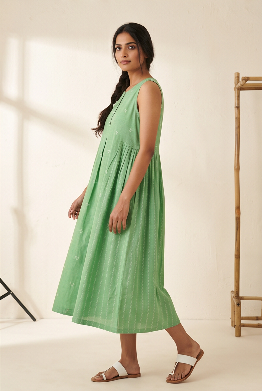 Women's Pure Cotton Sleeveless Midi Dress