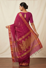 Maheshwari Cotton Silk Jari Line Boota Saree