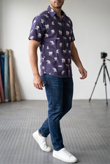 Men's Pure Cotton Elephant Print Shirt