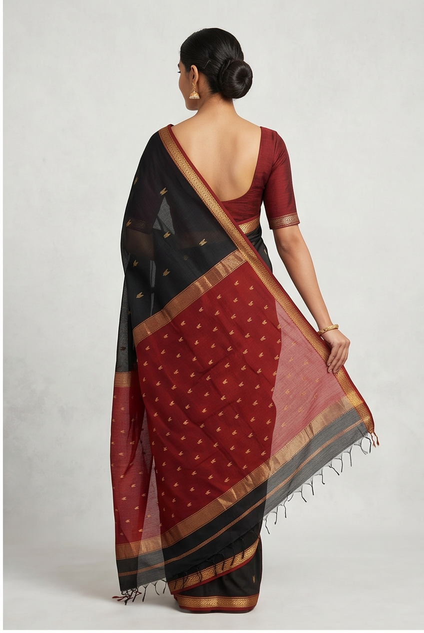 Maheshwari Cotton Silk Star Booti Saree