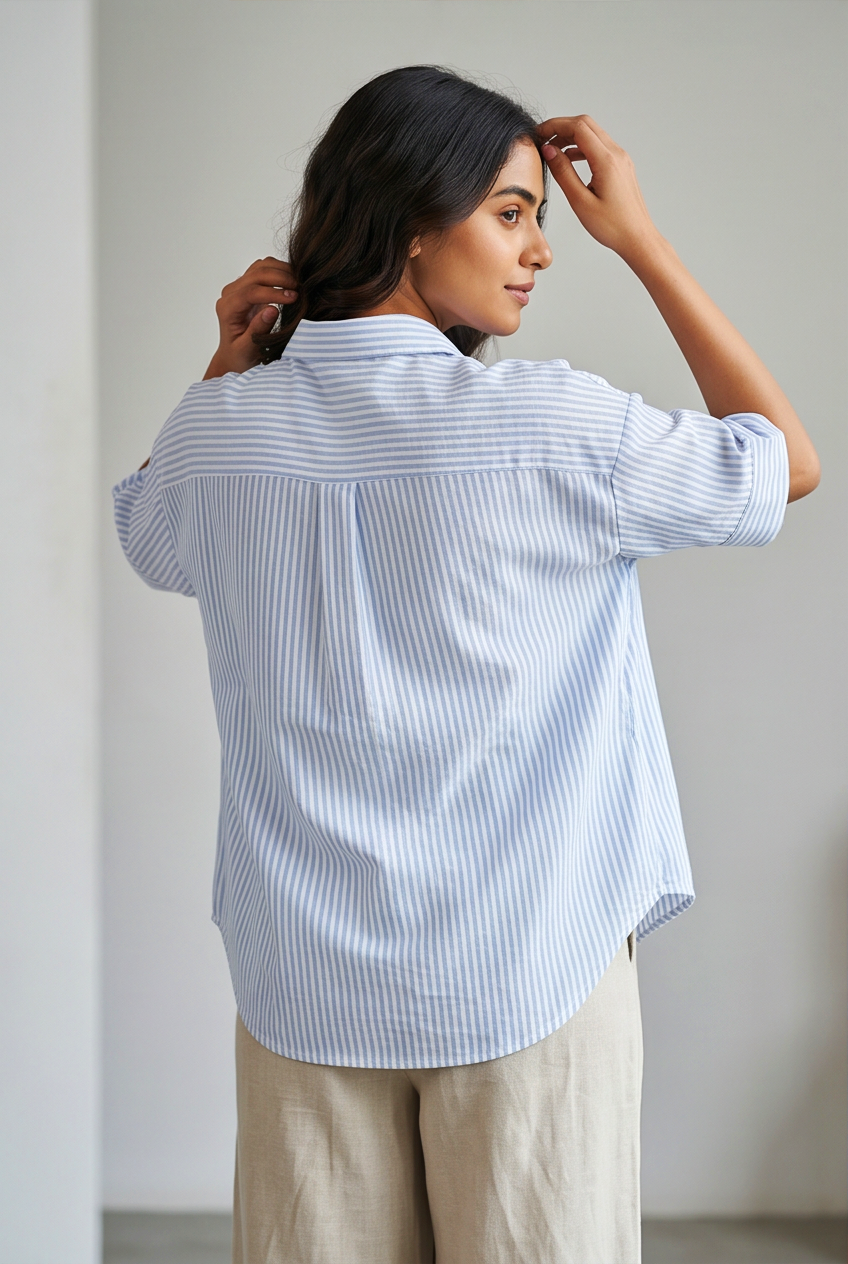 Women's Seersucker Cotton Oversized Top