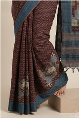 Pure Kosa Silk Saree with Hand Kantha Work