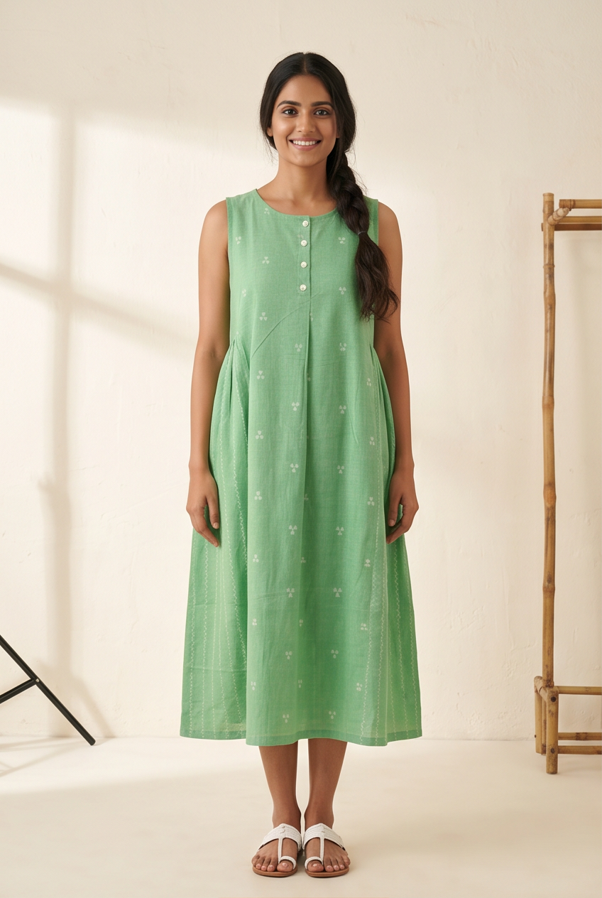 Women's Pure Cotton Sleeveless Midi Dress