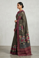 Pure Kosa Silk Saree with Hand Kantha Work