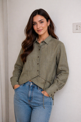 Women’s Pure Linen Dusty Pink Shirt – Elegant Casual Summer Wear