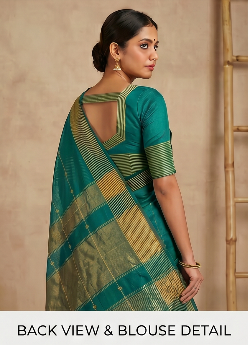 Maheshwari Cotton Silk Star Booti Tissue Saree