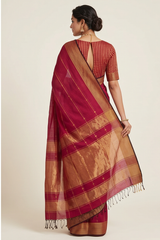 Maheshwari Cotton Silk Star Booti Tissue Saree