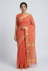 Maheshwari Cotton Silk Nakkhi Border Booti Saree